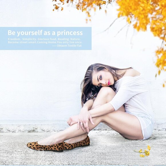 Obtaom Women Leopard Textile Closed Round Toe Slip on Ballet Flats Shoes - Picture 5 of 7